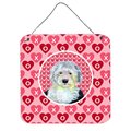Micasa Old English Sheepdog Valentines Love And Hearts Aluminium Metal Wall Or Door Hanging Prints MI232872